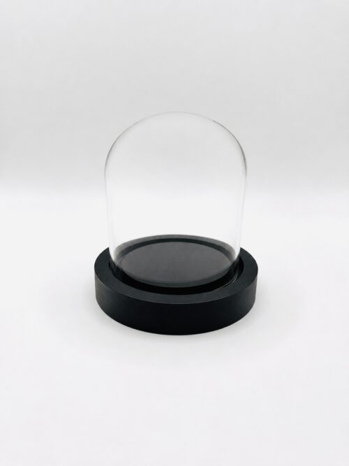 Cloche en verre 10x10 cm avec socle noir pour création DIY