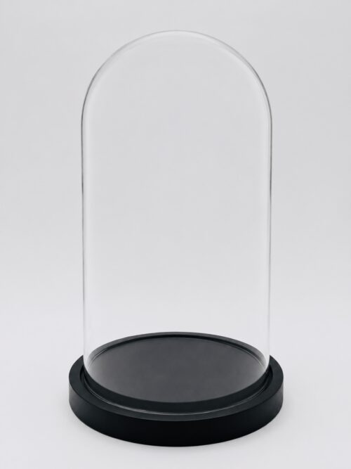 Cloche en verre 25x17 cm avec socle noir pour création DIY